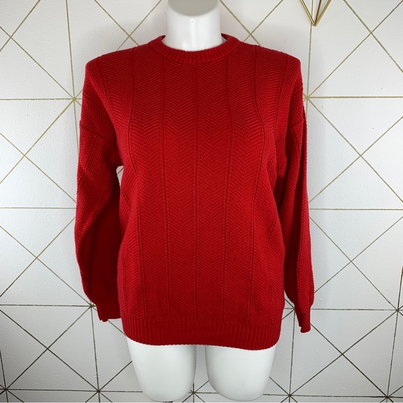 Vintage Eddie Bauer Chevron Textured Long Sleeve Sweater Size Large